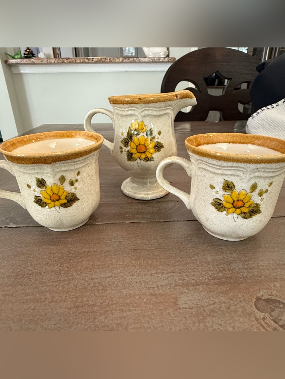 Vintage Mikasa Japan Sunny Side EB 802 Footed Creamer & Coffee Cups Preowned